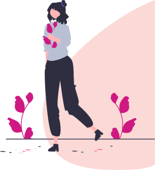 Illustration of woman holding flowers